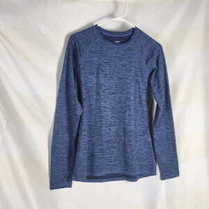 Climate Right CuddlDuds Royal Blue Black Plush Long Sleeve Thumb Hole Top Size M